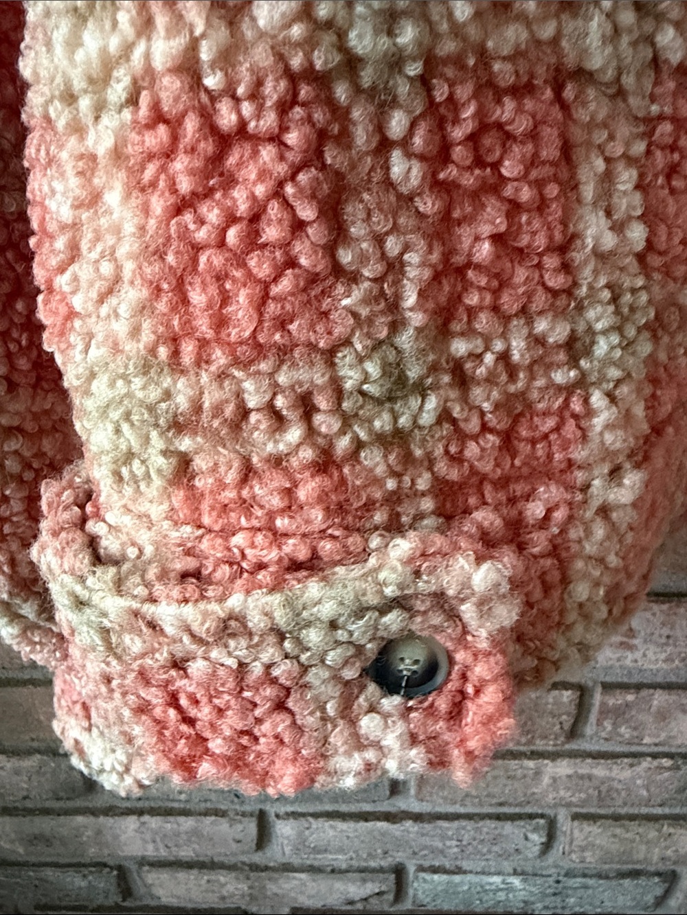 Coral & Cream Sherpa Button-Up Jacket - Picture 6 of 10